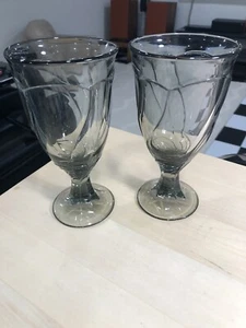 Set of Two NORITAKE SWEET SWIRL BROWN (TAWNY) ICE TEA GOBLETS 7 3/8 " TALL - Picture 1 of 6
