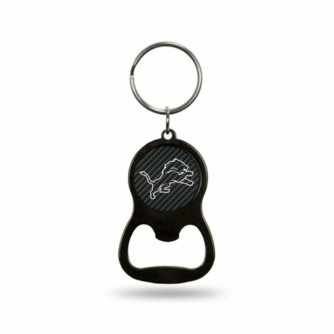 Detroit Lions Keychain Bottle Opener Carbon Fiber Design Metal Football Cover
