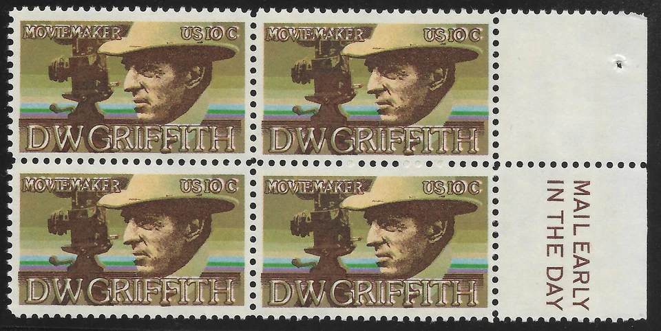 1555 10 Cent DW Griffith Nice Color Shift. Block - Image 1 of 1