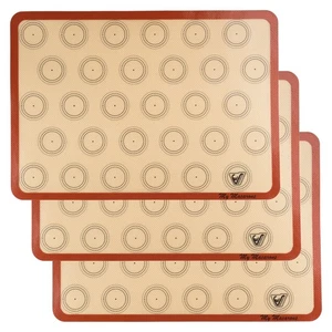 Silicone Macaron Baking Mat - Set of 3 Half (Thick & Large 11 5/8" x 16 1/2")... - Picture 1 of 6