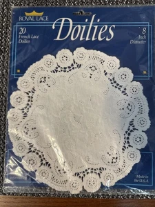 20 French Lace Doilies Royal Lace Vintage Paper New 8" Fancy Tea Party USA - Picture 1 of 8