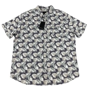 Rails Carson Shirt Mens 2XL Slate Aqua Palms Blue Short Sleeve Button Up Linen - Picture 1 of 8