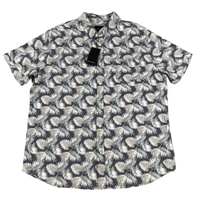 Rails Carson Shirt Mens 2XL Slate Aqua Palms Blue Short Sleeve Button Up Linen - Image 1 of 4