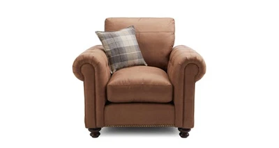DFS Crawford Augustus Brown Combination Armchair RRP £899 - Image 1 of 4