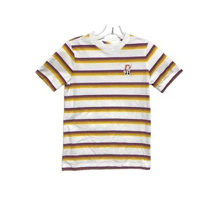 The Nike Tee Purple Yellow Striped Shirt Waving Shoebox Boxy Boys Medium Cotton  - Picture 1 of 7