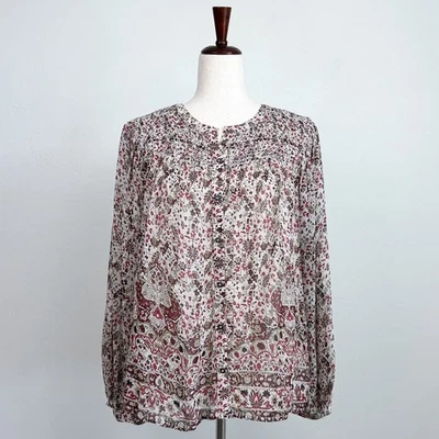 Blusa floral boho fruncida de terciopelo de Graham & Spencer nueva con etiquetas Foto 1 de 4