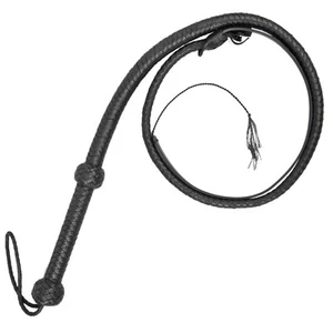 Black Leather Cowhide Bullwhip 4 - 6ft Handmade Western Whip Indiana Jones Style - Picture 1 of 4