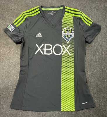 Seattle Sounders FC Adidas Xbox 2013-14 MLS Gray Away Soccer Jersey Womens M ⚽️ - Image 1 of 4