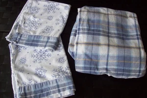 JC Penney Home Snowflake/Plaid Flannel Full Fitted Sheet + 2 Std Pillowcases - Picture 1 of 5