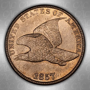 1857 Flying Eagle 1C CACG MS 63 - Picture 1 of 3