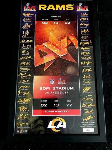 NFL Super Bowl LVI Los Angeles Rams Signature Ticket Numbered Licensed Item Cover