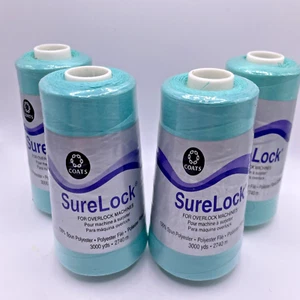4 Sure Lock Bahama Blue Coats & Clark 100% Spun Polyester Thread 3000 Yds #5750 - Picture 1 of 4