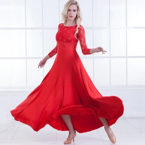 Latein Ballsaal Tanzkleid modern Salsa Walzer Standard langes Kleid #N084 6 Farben - Bild 1 von 18