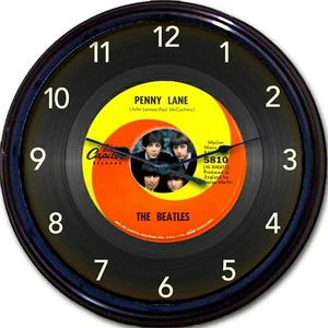 The Beatles Penny Lane Wall Clock Image of Vinyl 45 RPM Record 10" - Picture 1 of 1
