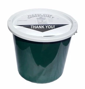 Charity Money Collection Bucket 5.7 Litres - Bottle Green - Foto 1 di 1