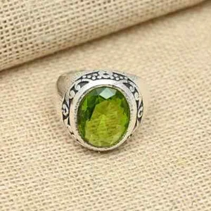 Solid 925 Silver Handmade Peridot Stone Anniversary Statement Men's Ring MS182 - Picture 1 of 4