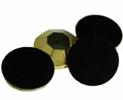 Cabujones redondos facetados negros con respaldo dorado 25 mm vintage Foto 1 de 4
