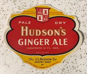 Vtg. UNUSED JL Hudson’s Ginger Ale Bottle Label Soda Pop Detroit Downtown Store - Picture 1 of 3