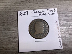 1829-Classic Head U.S. "Half-Cent" Copper Coin-080623-48 - Picture 1 of 4