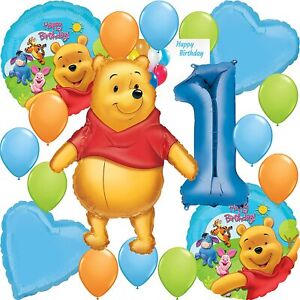 Winnie the Pooh Party Supplies Blue Balloon Bouquet for 1st Birthday 
