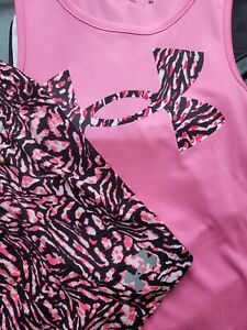 Girls Kids Youth UNDER ARMOUR Tank Top Shorts Set NEW Solar Pink 2 pc Size 5