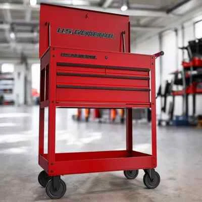 Carro de herramientas enrollable con 4 cajones carro tecnológico organizador de almacenamiento de herramientas gabinete de cofre Foto 1 de 4
