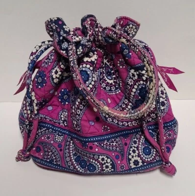 Bolso de Mano Retirado Vera Bradley Boysenberry Emma Rosa y Azul Cartera con Cordón Foto 1 de 4