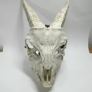 Goat Skull Mask w/Hinged Jaw Bone Halloween Cosplay Horned - Picture 1 of 9