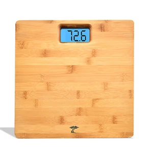 Bamboo Non-Slip Digital Backlight Weighing Bathroom Scale 400Lbs MAX LED Display - Picture 1 of 7