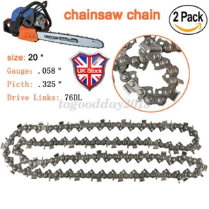 UK 2x 20" Chainsaw Saw Chain Blade Pitch .325 " 0.058 Gauge 76 Drive Links - Picture 1 of 7