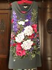Ladies Laura Ashley Deep Grey Shift Dress With Flower And Leaf Print Size￼ 8