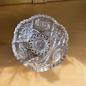 ¿Libbey Hawkes vintage ABP? Tazón de caramelo de vidrio cortado con ruedas de molinillo y ventiladores Hobstar - Imagen 1 de 9