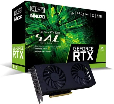 ELSA GeForce RTX 3060 Graphics Board S.A.C / L GD3060-12GERSH VD7791 From Japan  - Image 1 of 4