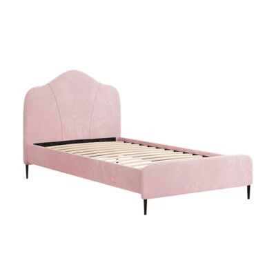 Artiss Bed Frame King Single Size Velvet Pink OLAN - image 1 of 4