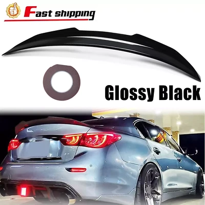 For 2014-2024 INFINITI Q50 PSM Style Rear Trunk Spoiler Wing Gloss Black 14-24 - Image 1 of 4
