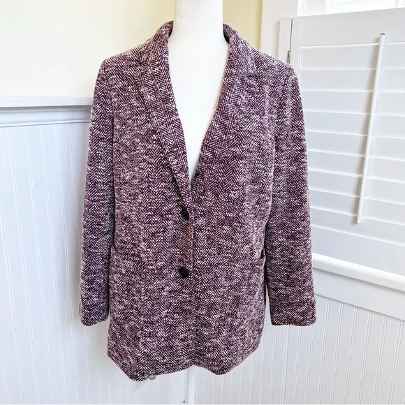 Talbots Petite Deep Purple & White Tweed 2-Button Blazer Jacket Women’s Size 12P - Image 1 of 4