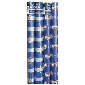 ⭐Chanukah Wrapping Paper 40 Sq Ft Vintage Heavy Weight Gift Wrap Star Of David.