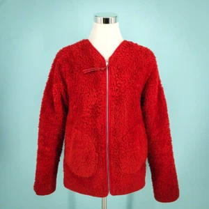 Lululemon Size 4 Red Oh So Sherpa Full Zip Lined Long Sleeve Cotton Jacket - Picture 1 of 7
