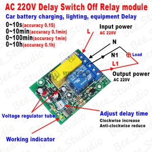 AC 220V Adjustable Timer Delay Timing Turn On/Off Switch Time Relay Module Car - Picture 1 of 14