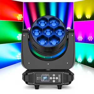 Moving Head Light 7x40W RGBW Beam/Wash/Zoom Effect DMX LED DJ Xmas Party Stage - Picture 1 of 11