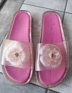 Kate Spade Splash Women's Size 9 Front Flower Glitter Jelly Slide Sandals Shoes  - Picture 1 of 9