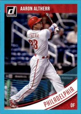 2018 Donruss Aaron Altherr #d /199 Teal Blue Parallel Refractor Phillies #124 - Image 1 of 2