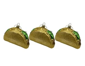Juego de 3 adornos de vidrio para tacos árbol de Navidad comida divertida caprichosa nuevo en caja 4 pulgadas - Imagen 1 de 2
