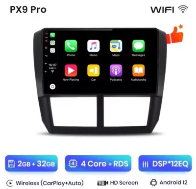 RADIO 2 DIN 9" PER SUBARU FORESTER IMPREZA ANDROID BLUETOOTH WI-FI NAVI CARPLAY - Immagine 1 di 4