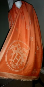 Unisex Hermes Pale Orange Mix Scarf, Shawl, Wrap Size 70" x 28" - Picture 1 of 19