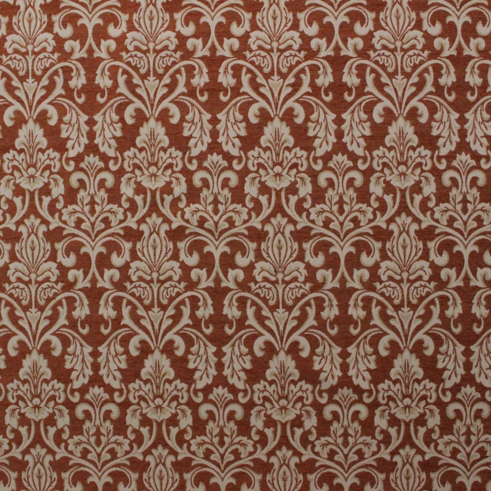 HOTEL CARNAVAL CANELA MARRÓN DAMASCO JACQUARD CHENILLA TEJIDA POR YARDA 56"W Foto 1 de 1