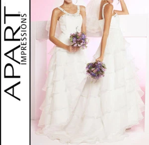 NUEVO VESTIDO DE NOVIA BODA ORGANZA SATINADO PEDRERÍA 36/18 38/19 APART blanco crema *504778 - Imagen 1 de 7