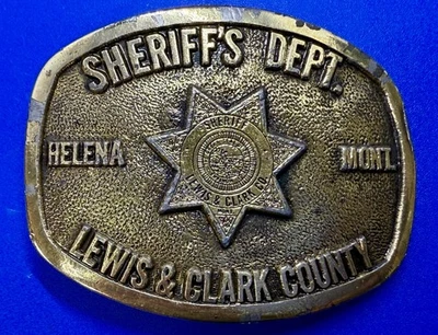 Sheriff Department Lewis & Clark County Helena Montana Vintage Used Belt Buckle - Image 1 of 4