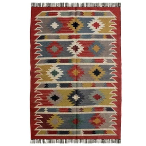 Elegant Wool Jute Kilim Rug Carpet 4x6 ft Flatweave Bedroom - Picture 1 of 5