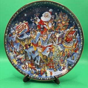 PEPSI ~ A Pepsi Cola Christmas Ltd Ed Plate w 24K Gold Trim 8" - Franklin Mint - Picture 1 of 3